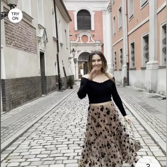 Chicwish Black and Carmel Tulle lined Skirt, XL, NWOT - Picture 4 of 10